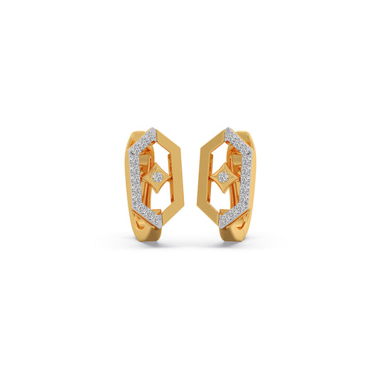 Hexa Rhombus Diamond Hoop Earrings - Yellow