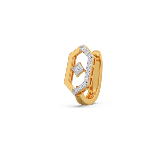 Hexa Rhombus Diamond Hoop Earrings - Yellow