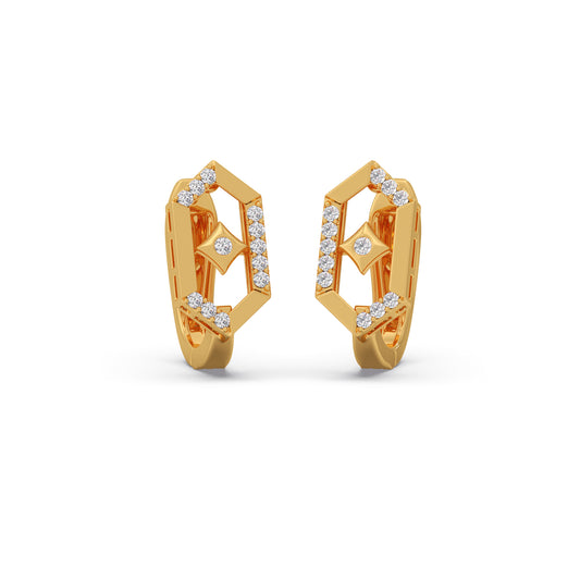 Lattice Diamond Hoop Earrings - Yellow