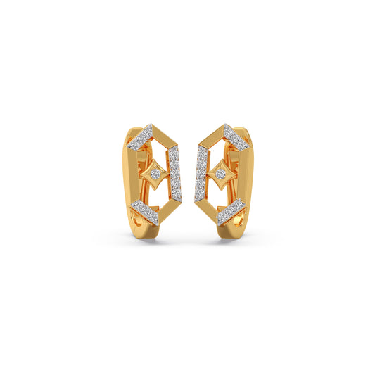 Lattice Diamond Hoop Earrings - Yellow