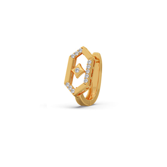 Lattice Diamond Hoop Earrings - Yellow