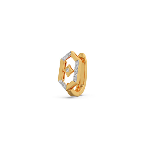 Lattice Diamond Hoop Earrings - Yellow