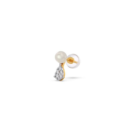 Pearl Dewdrop Diamond Drop Earrings - Yellow