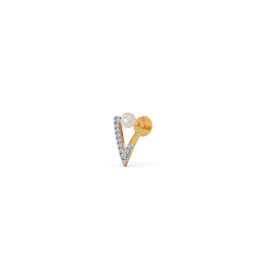 Luminous Pearl Chevron Diamond Earrings - Yellow