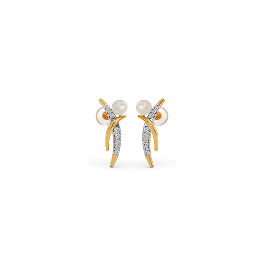 Comet-Pearls Diamond Studs Earring - Yellow