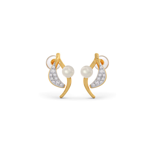 Mist Pearl Diamond Stud Earrings