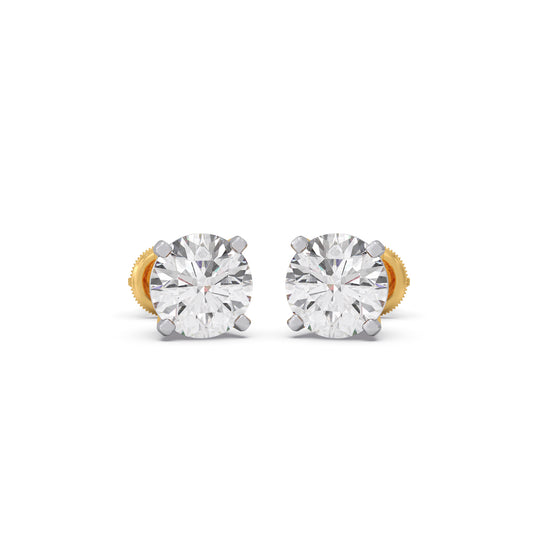 Shimmering Round Solitaire Stud Earrings - Yellow