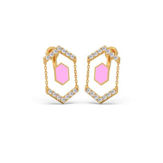 Hexora-enamel Antique Diamond Earrings - Yellow