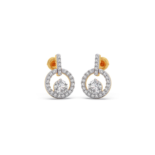 Celestia Halo Diamond Drop Earrings - Yellow