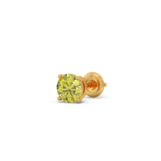 Lemon Quartz Colour Diamond Stud Earrings - Yellow