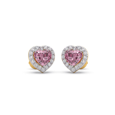 Heart Gem Halo Diamond Earrings