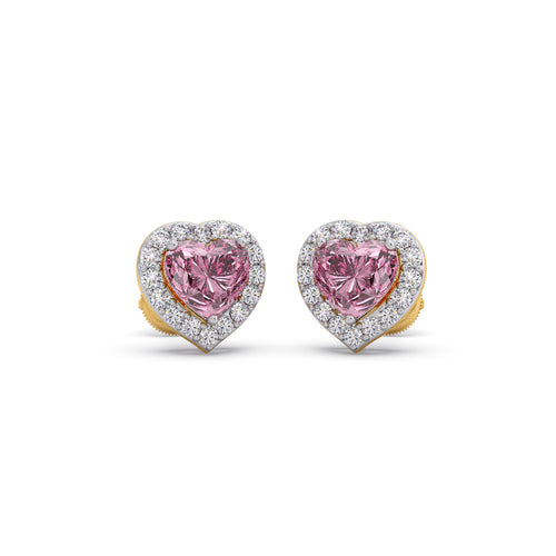 Heart Gem Halo Diamond Earrings