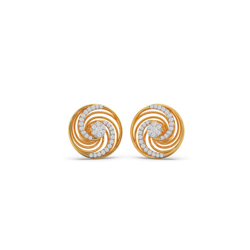 Arabesque Swirl Diamond Stud Earrings