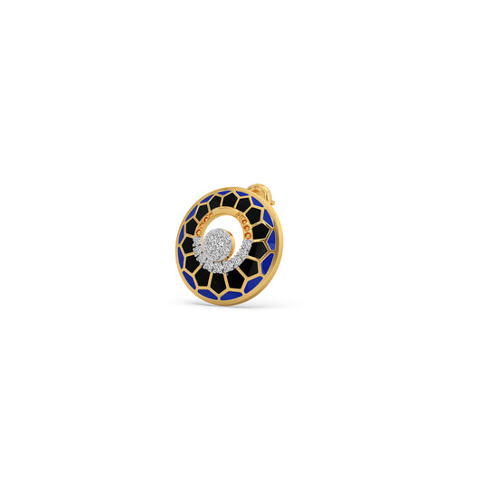 Mosaic enamel Diamond Stud Earrings - Yellow