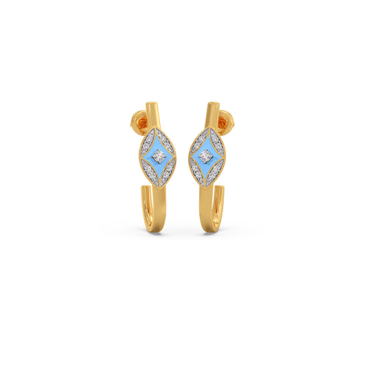 Cotton Candy Skyline Diamond J-Hoop Earrings - Yellow