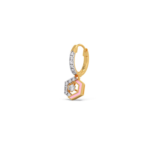 Cotton Candy Hexagon Diamond Hoop Earrings - Yellow