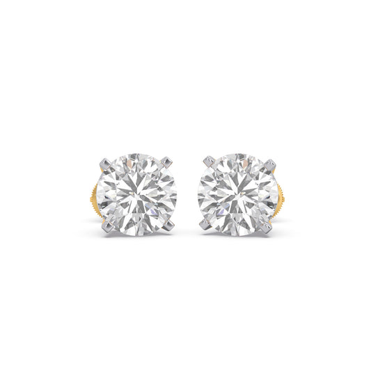 Lustrous Round Solitaire Stud Earrings - Yellow