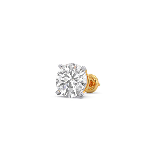 Lustrous Round Solitaire Stud Earrings - Yellow
