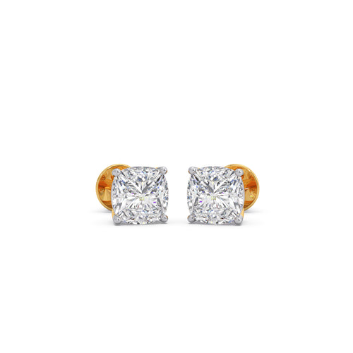3ct Minimalist Cushion Solitaire Stud Earrings