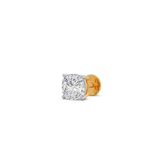 3ct Minimalist Cushion Solitaire Stud Earrings - Yellow