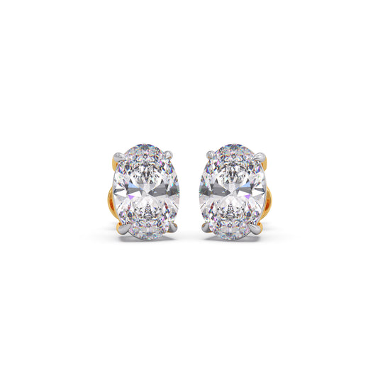 4ct Luminous Oval Solitaire Stud Earrings - Yellow
