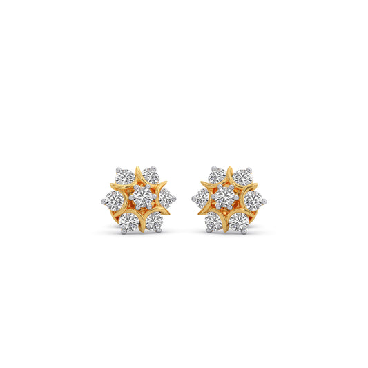 Nakshatra Floret Cluster Diamond Stud Earrings - Yellow