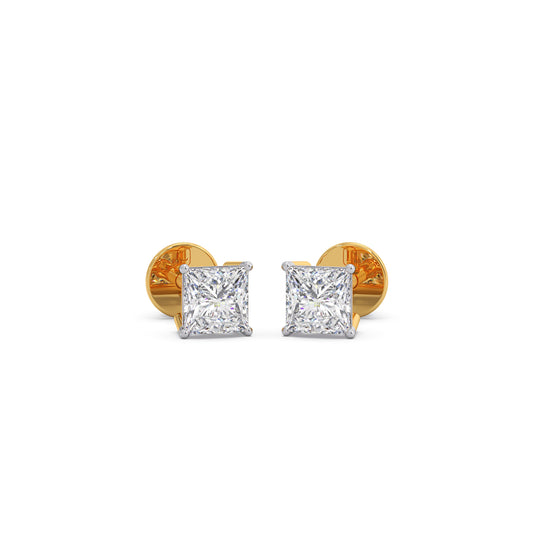 1 ct Regal Princess Solitaire Stud Earrings - Yellow