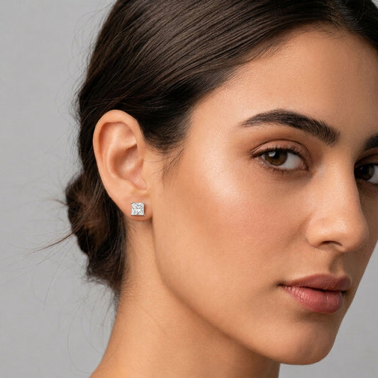 3 ct Contemporary Princess Solitaire Stud Earrings - MQ_AI