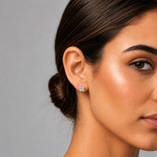 4 ct Geometric Princess Solitaire Stud Earrings - MQ_AI