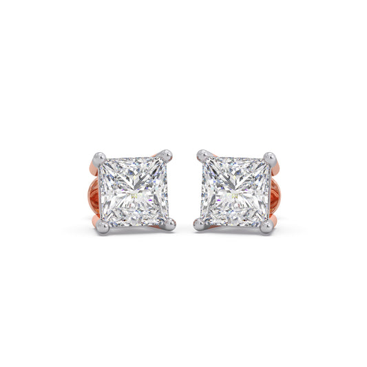 6 ct Timeless Princess Solitaire Stud Earrings - Rose
