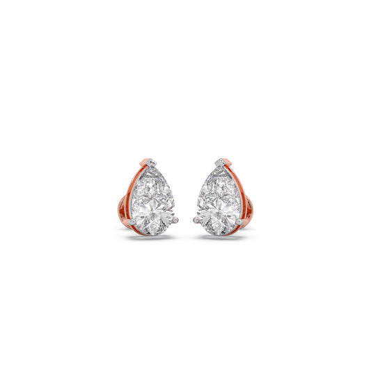 3 ct Teardrop Pear Solitaire Stud Earrings - Rose