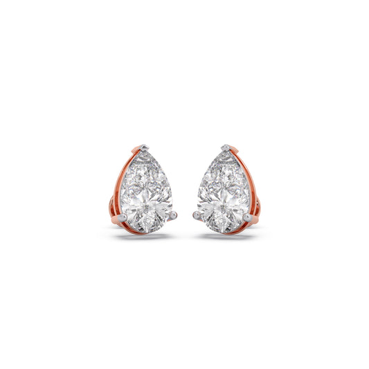 4 ct Graceful Pear Solitaire Stud Earrings - Rose