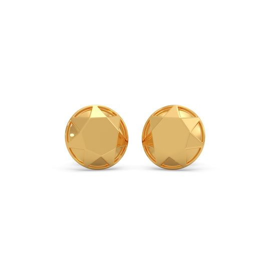 Starlight Dome Plain Gold Stud Earrings - Yellow