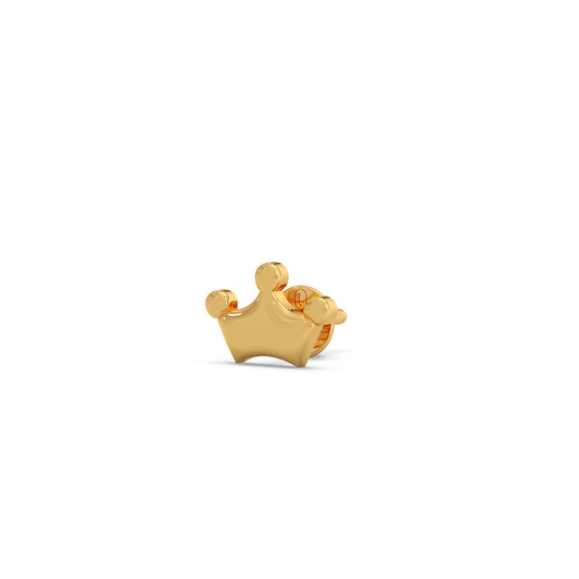 Crown Plain Gold Stud Earrings - Yellow