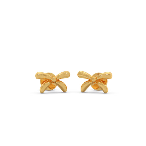 Bow Plain Gold Stud Earrings