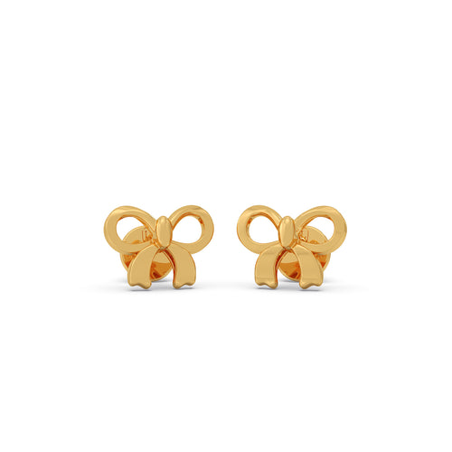 Velvet Ribbon Plain Gold Stud Earrings