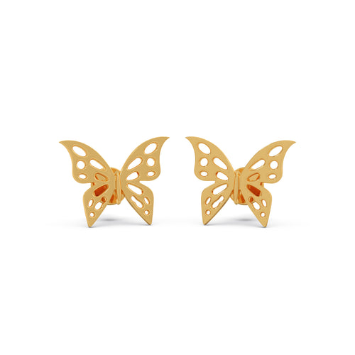 Butterfly Plain Gold Stud Earrings