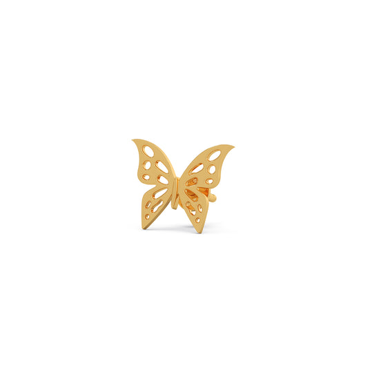Butterfly Plain Gold Stud Earrings - Yellow