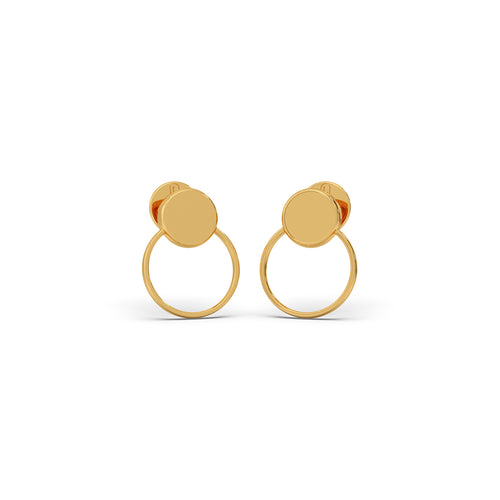 Orbit Disc Plain Gold Stud Earrings