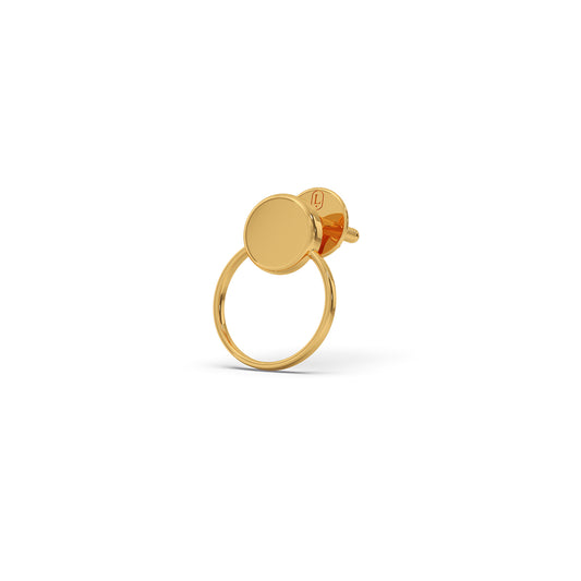 Orbit Disc Plain Gold Stud Earrings - Yellow