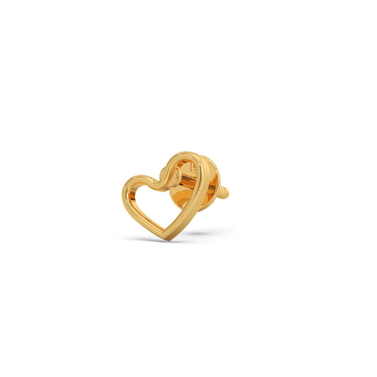 Heart Plain Gold Stud Earrings - Yellow