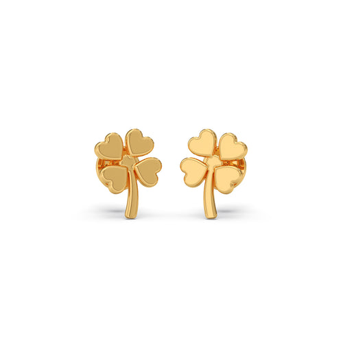 Heart Petal Plain Gold Stud Earrings