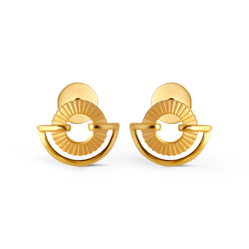Eclipse Link Plain Gold Stud Earrings
