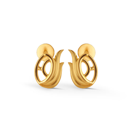 Golden Willow Plain Gold Stud Earrings