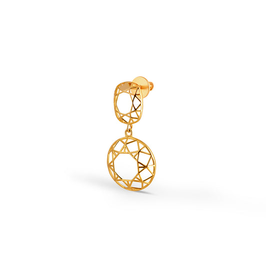 Mosaic Lattice Plain Gold Dangle Earrings - Yellow