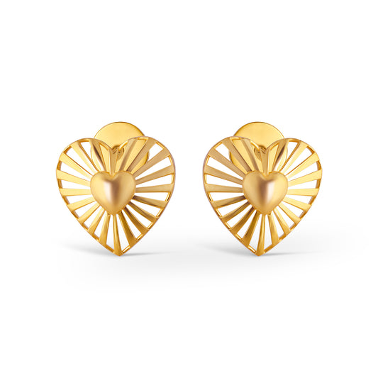Heartflare Plain Gold Stud Earrings - Yellow