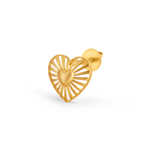 Heartflare Plain Gold Stud Earrings - Yellow