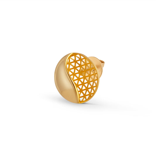 Mesh Curve Fusion Gold Stud Earrings - Yellow