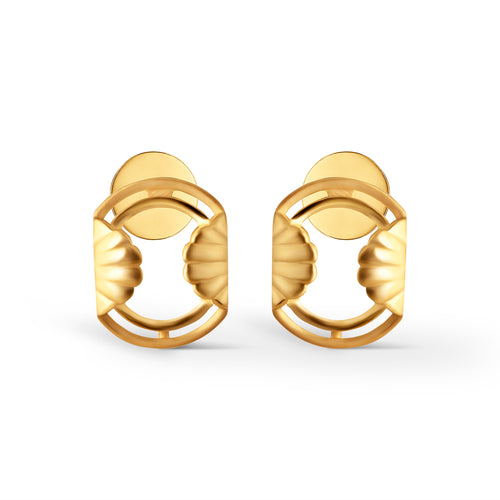 Luna Shell Plain Gold Stud Earrings