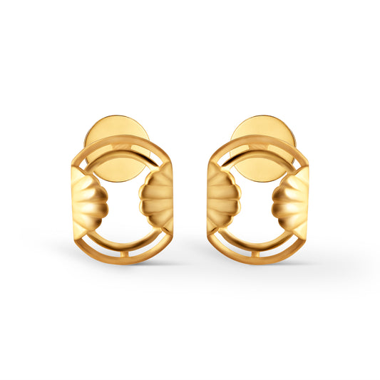 Luna Shell Plain Gold Stud Earrings - Yellow